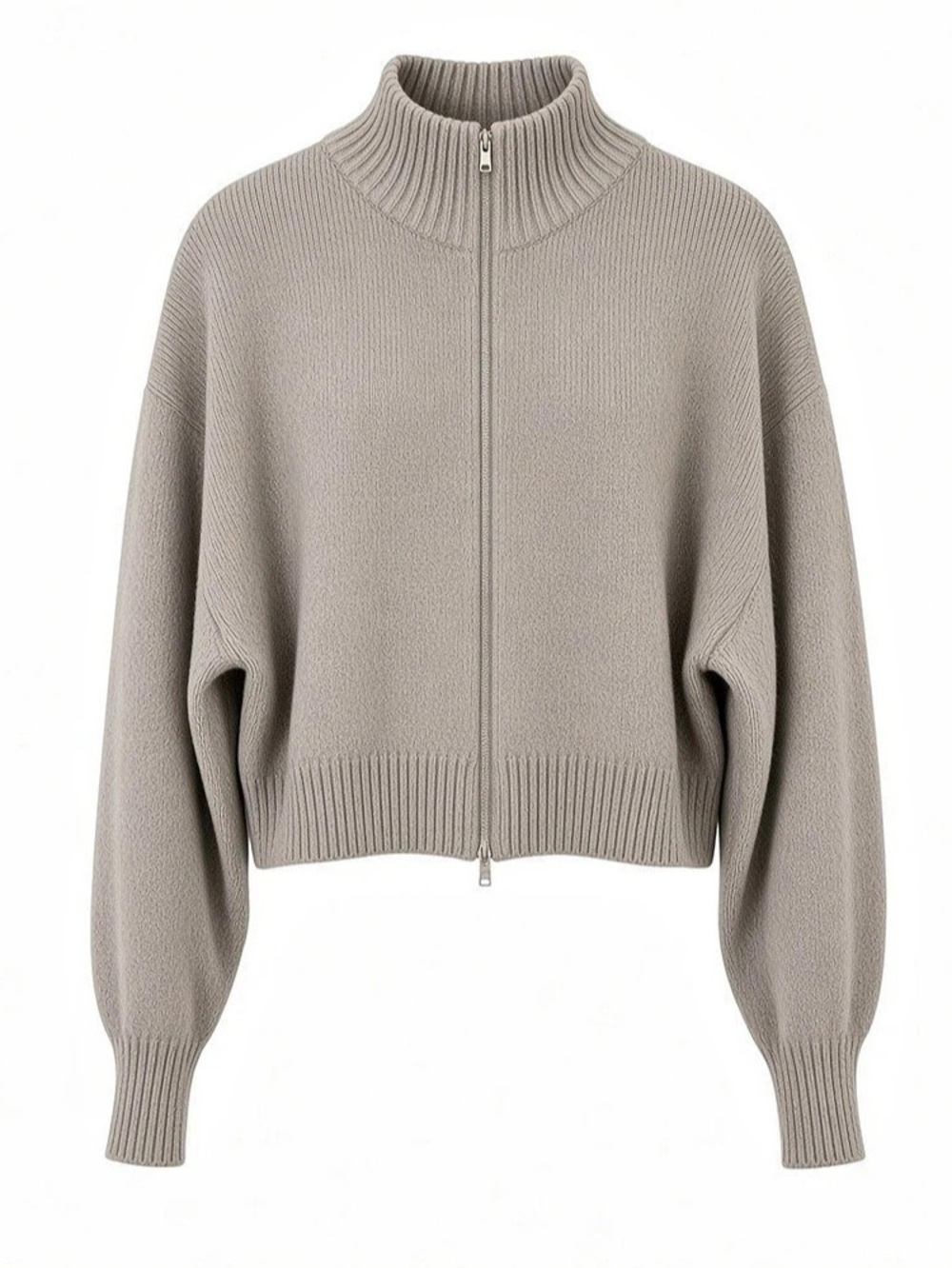 H&M Concepts Cropped Zip Turtleneck Sweater in Gray Size Large